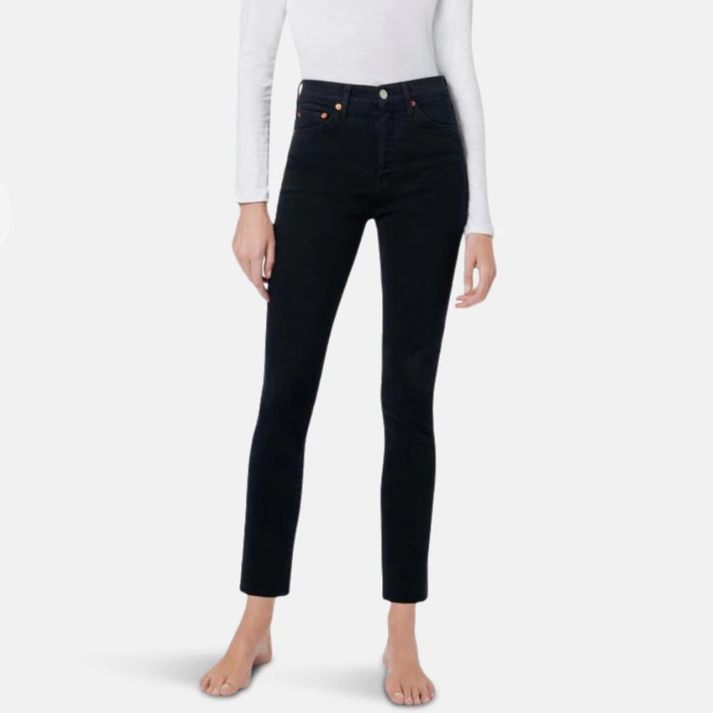 Re/Done high rise black ankle skinny jeans
